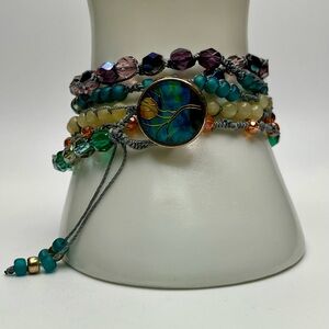 NWOT Handmade Colourful Glass Beaded Boho Beach Wrap Bracelet